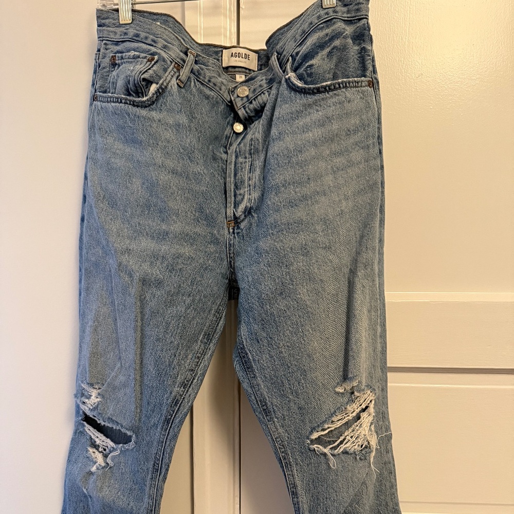 AGolde Riley Crop Distressed Jeans 31